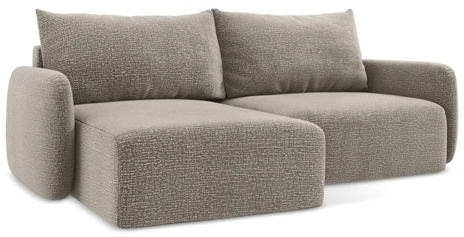 Bézs kinyitható-tárolóhelyes sarokkanapé (bal oldali) Kalena – Makamii