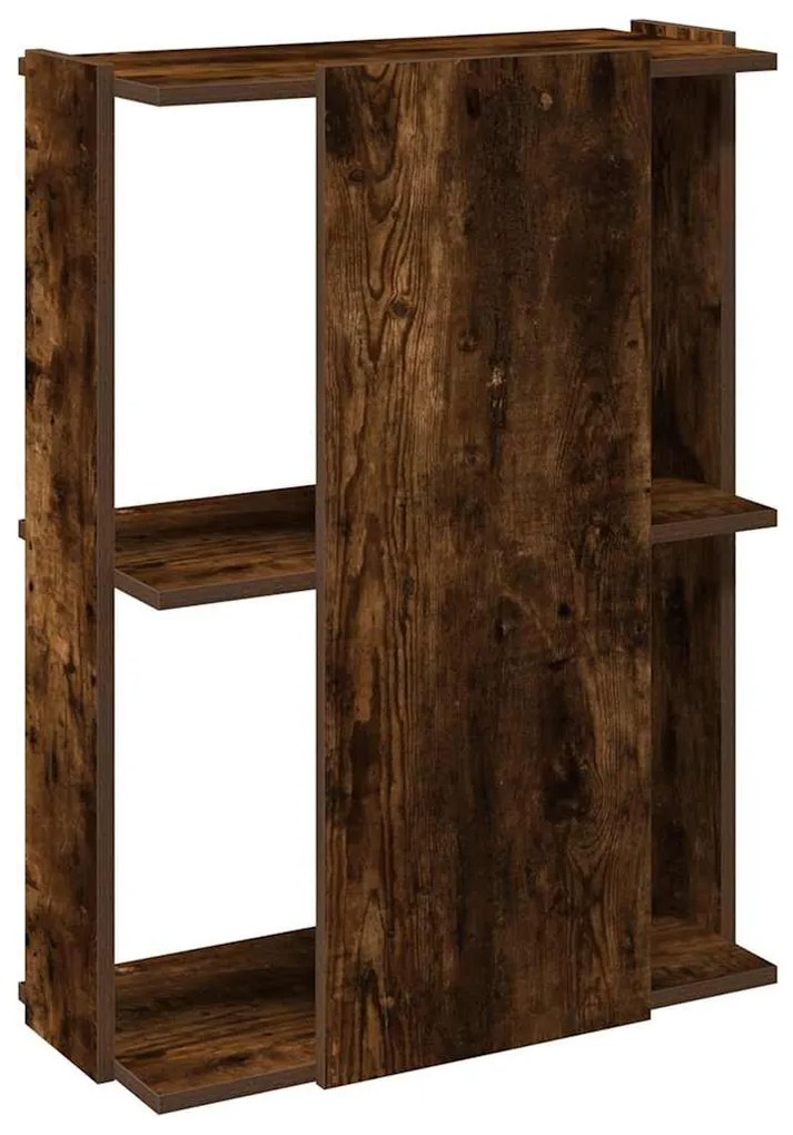 3 szintes füstös tölgy színű szerelt fa könyvespolc 60x30x80 cm