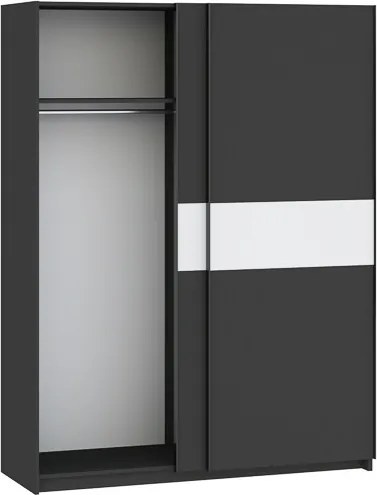 BERNO ruhásszekrény, 150 cm | Antracit + Fehér