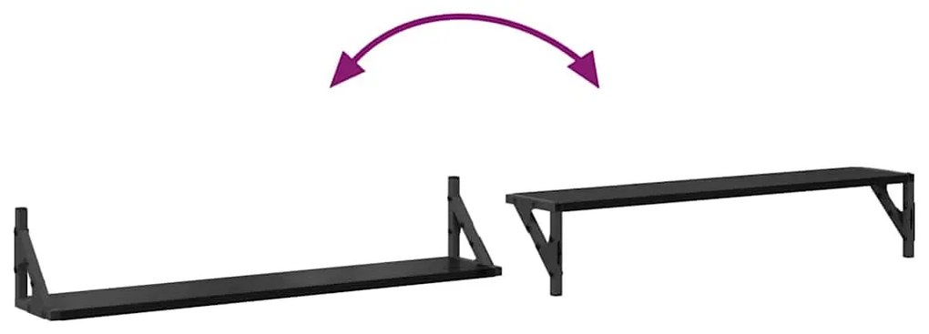 vidaXL Falpolcok 2 pcs Fekete tölgy 80 x 15 x 15,5 cm Faanyag