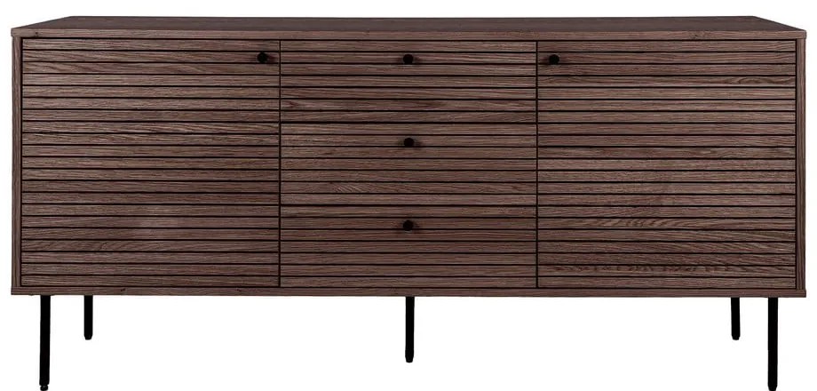 Sötétbarna alacsony komód tölgyfa dekorral 150x74 cm Kyoto – House Nordic
