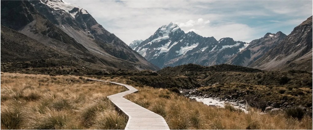 Kép - Sétány a hegységben Mt. Cook (120x50 cm)