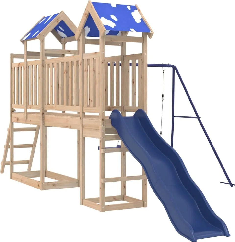 vidaXL tömör fenyőfa kültéri játszószett