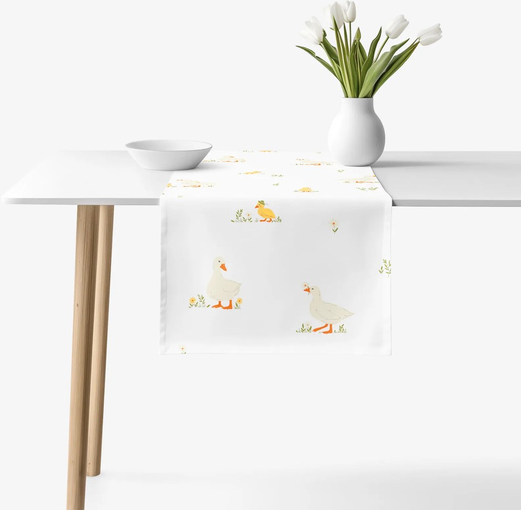 Goldea húsvéti pamut asztali futó - kacsák 20x140 cm