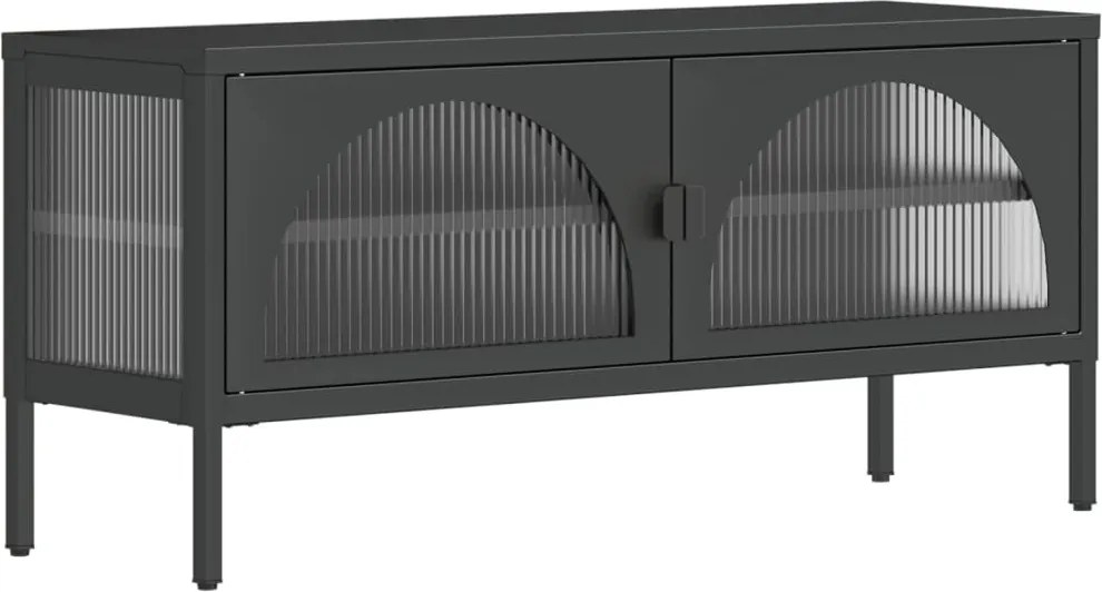 vidaXL fekete üveg és acél TV-szekrény 105 x 35 x 50 cm