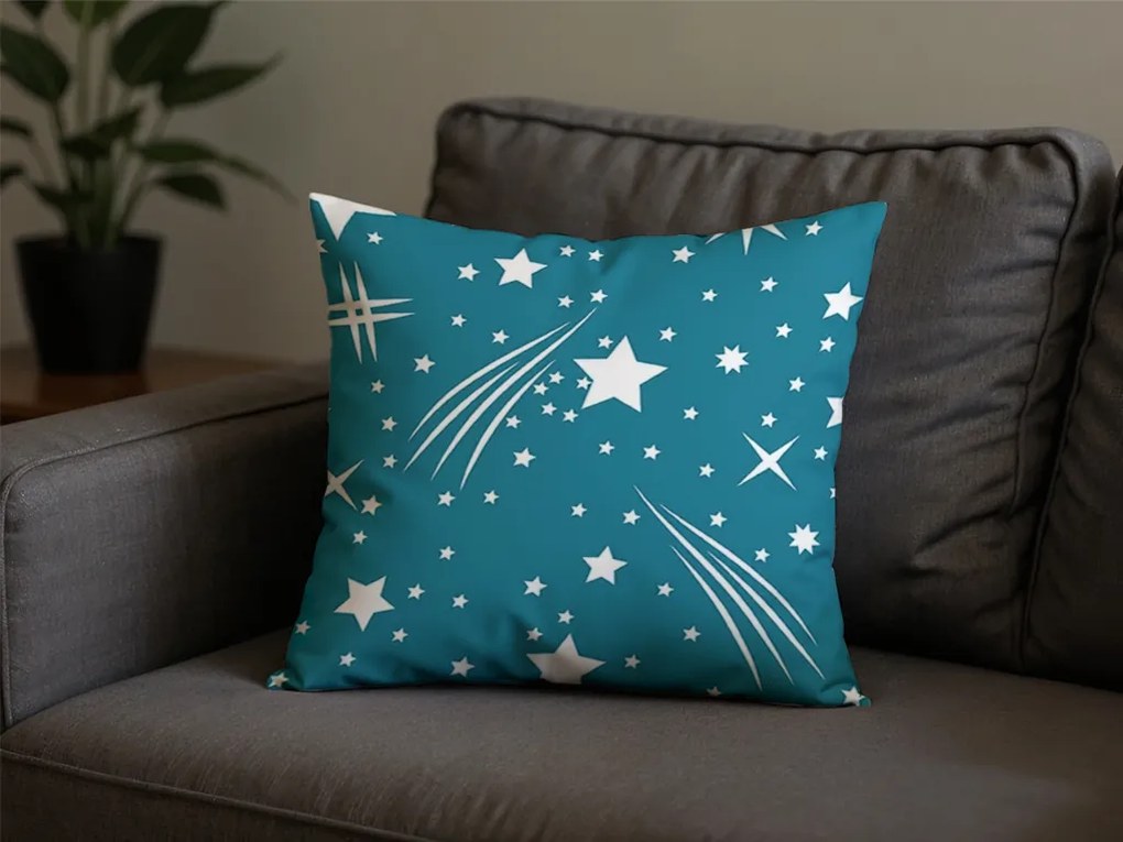 NIGHT SKY 2 db mikroszálas díszpárnahuzat szett 45x45 cm, türkiz