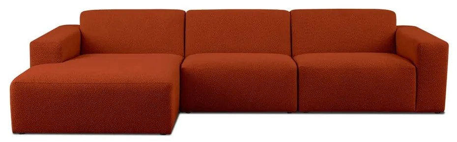 Téglavörös buklé sarokkanapé (bal oldali) Roxy – Scandic