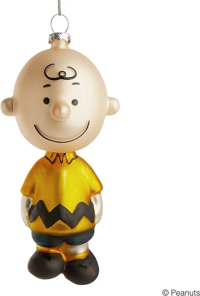 PEANUTS üveg karácsonyfadísz, Charlie Brown, 12 cm
