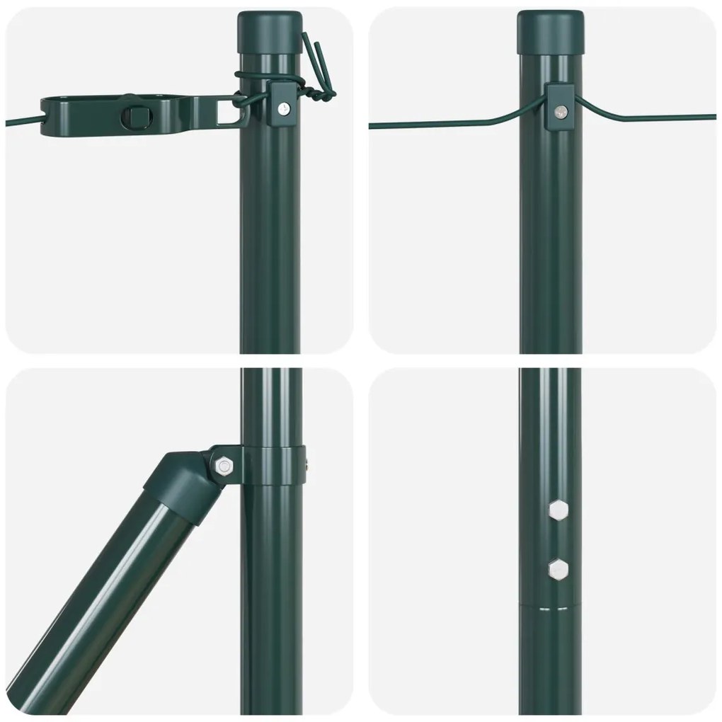 Kerítésoszlopok 26 db Zöld Ø32 mm 200 cm Galvanizált Acél