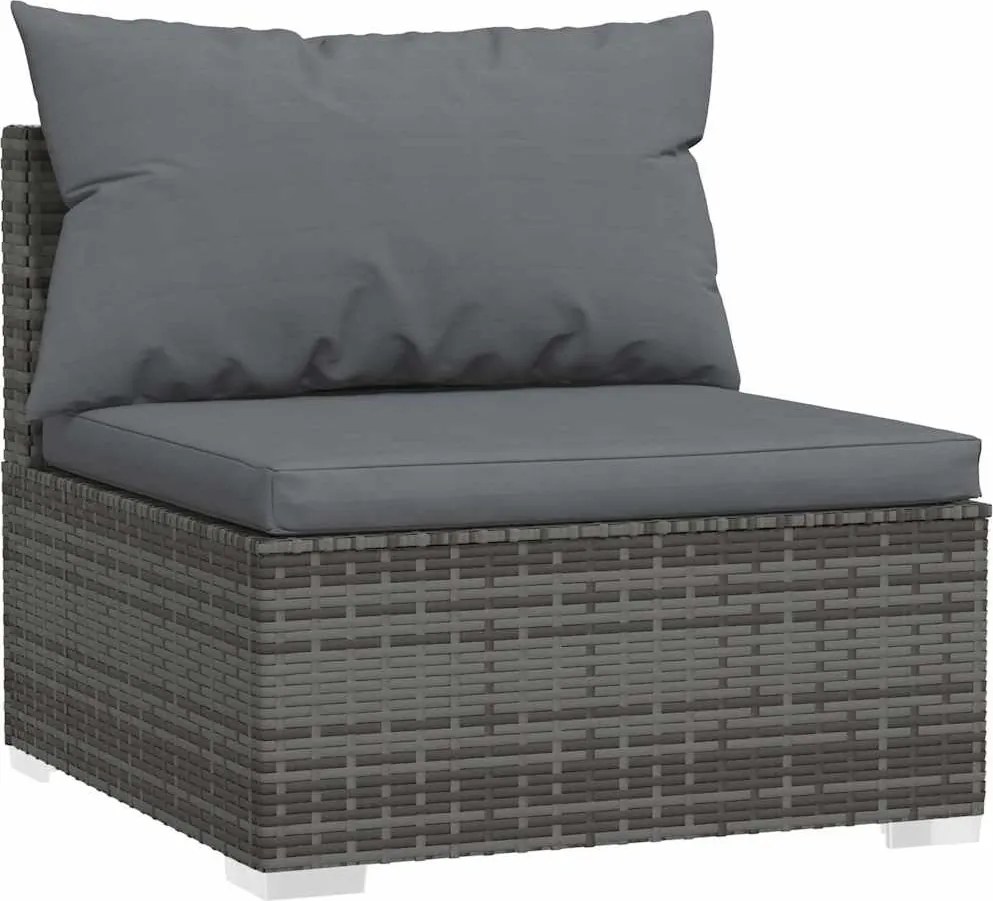 vidaXL szürke polyrattan kerti középső kanapé párnákkal