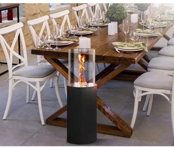 Bio kandalló ROMA 26,5x80,5 cm 2kW fekete + védőfedél