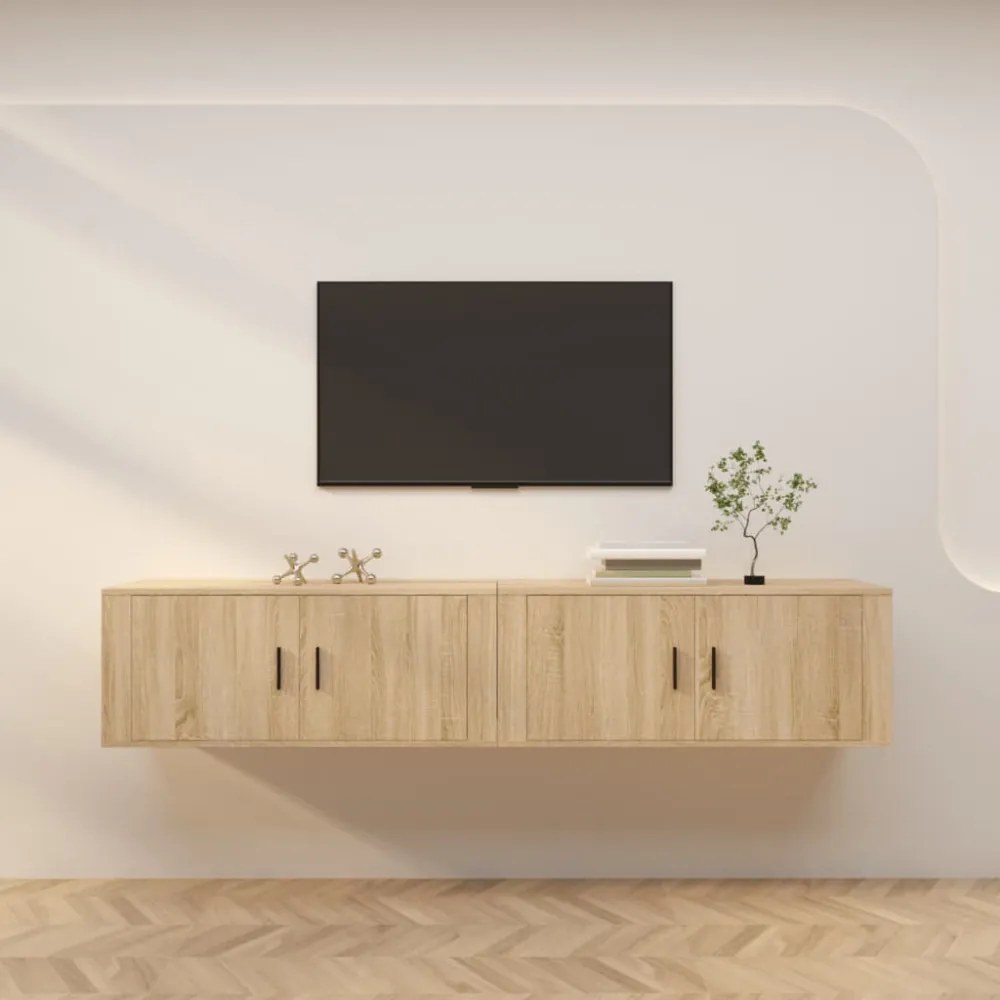 2 db sonoma tölgy színű fali TV-szekrény 100 x 34,5 x 40 cm