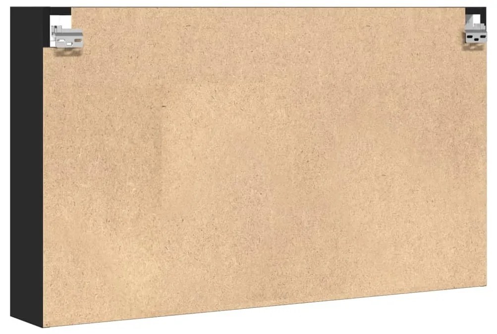 fekete szerelt fa vitrinszekrény 100 x 15 x 58 cm