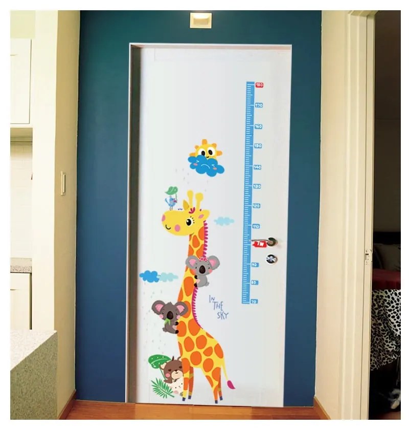 Magasságmérős gyerek matrica ajtóra-falra 60x120 cm Giraffe &amp; Koalas – Ambiance