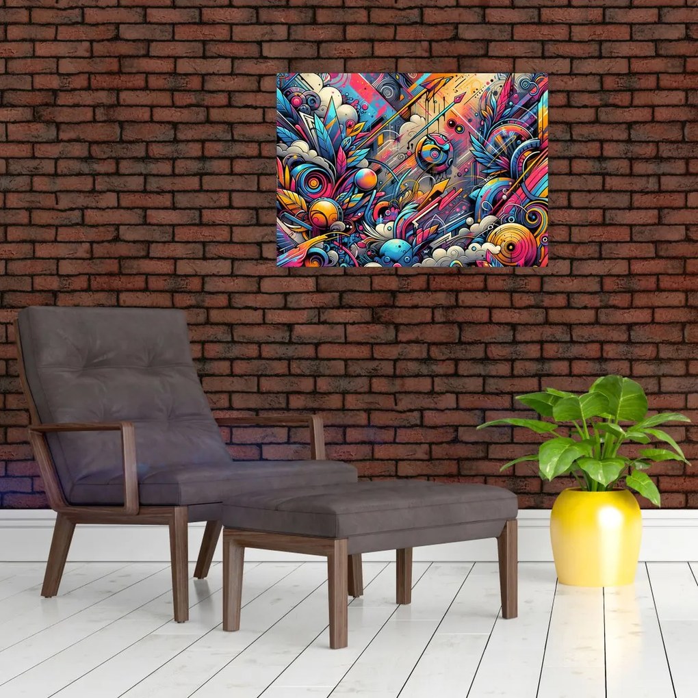 Üveg kép - Színes graffiti (70x50 cm)