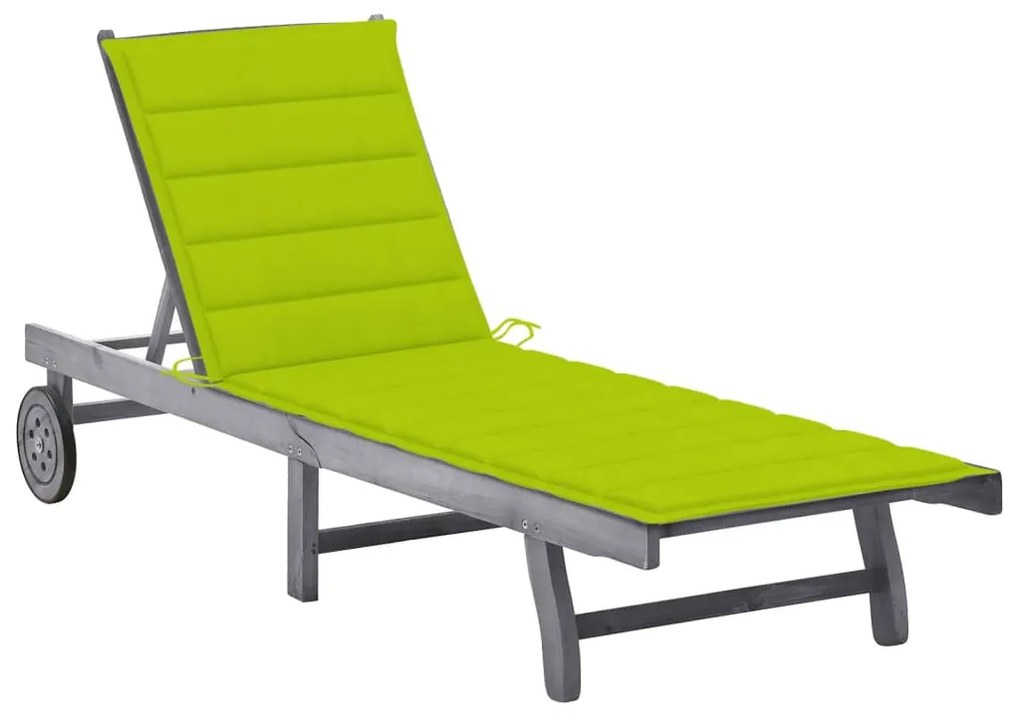 Szürke tömör akácfa kerti napozóágy párnával