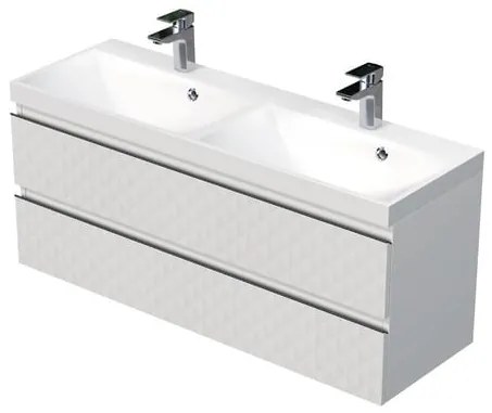 Fürdőszobaszekrény mosdóval SAT Cube Way 120x47,5x40 cm fehér matt CUBE3D1202ZB