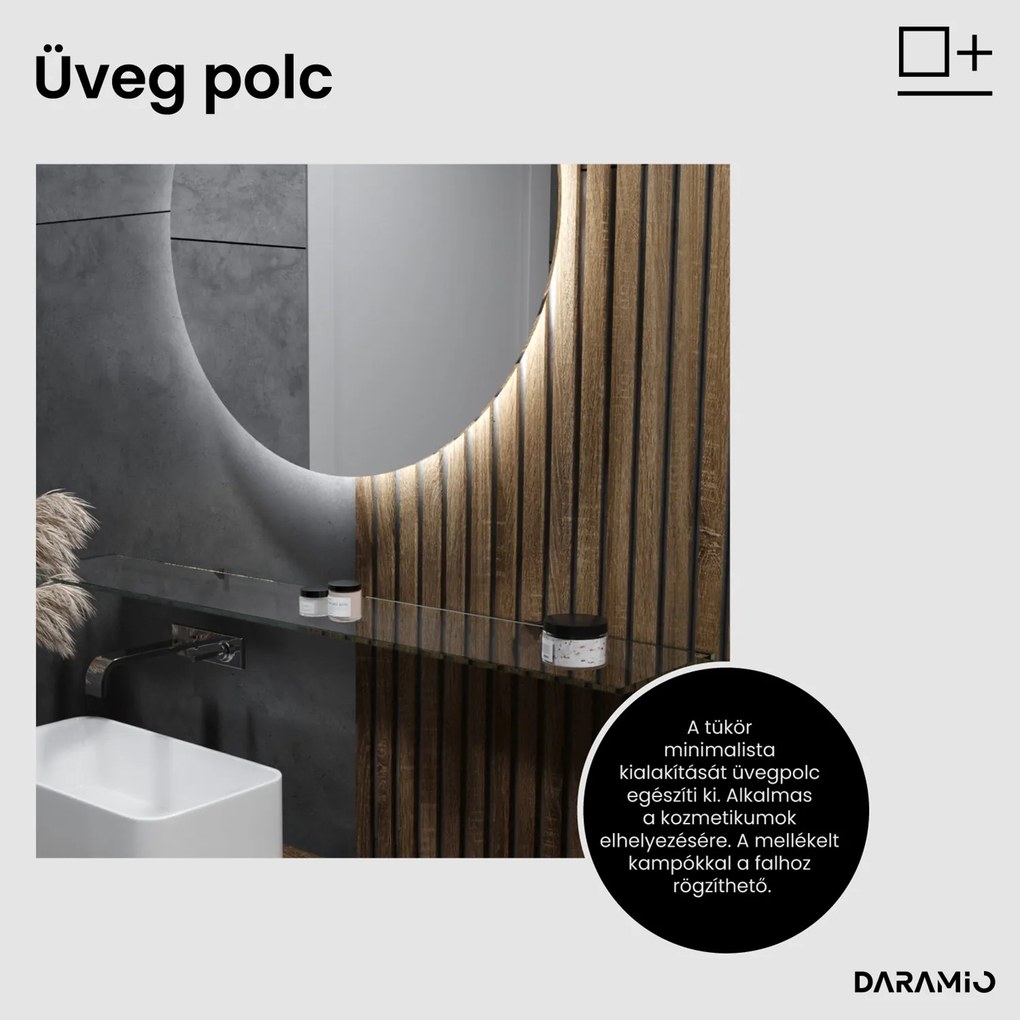 Félkör alakú tükör LED-világítással G9