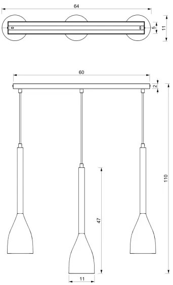 Csillár zsinóron ISTAPPAR 3xE27/60W/230V fekete