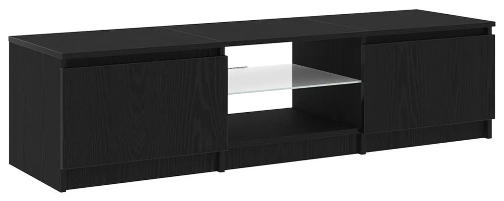 TV Szekrény LED Fénnyel, Fekete Tölgy, 140x40x35,5 cm, Fa Műanyag