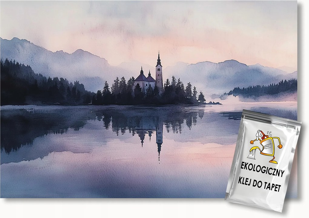 Fotótapéta Flizelina Tájkép Tó Hibás Templom Sziget Hajnal 254x184 ragasztó