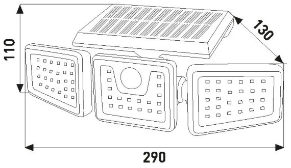 LED napelemes reflektor érzékelővel LED/14W/3,7V 1800 mAh IP44