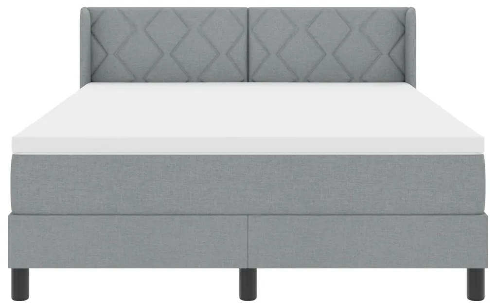 Boxspring Ágy Mattal - Világosszürke - 140 x 190 cm - Szövet