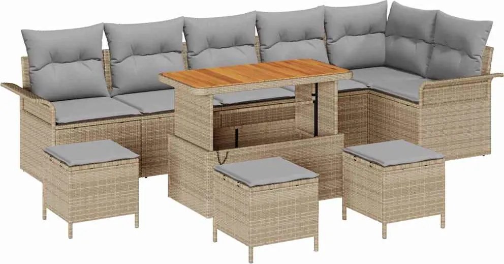 vidaXL Kerti Kanapé Szett párnával 10 pcs Beige és Világosszürke