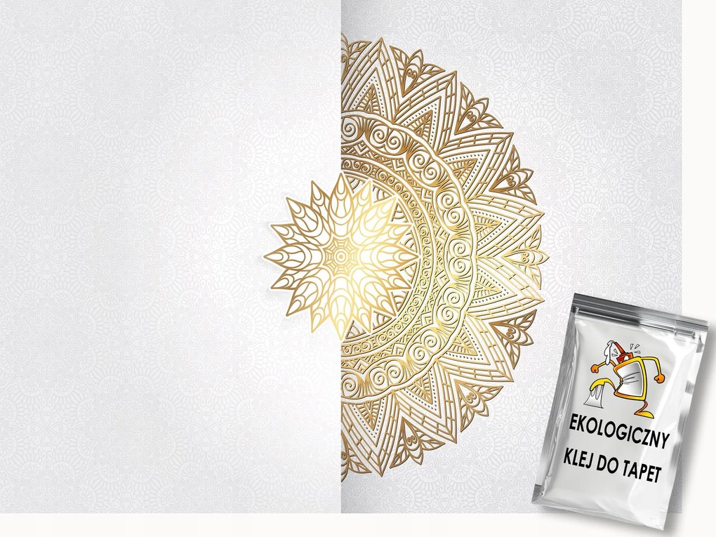 Fotótapéta Flizelina Mandala Harmónia Wellbeing Fehér Arany 3D 200x140 ragasztó