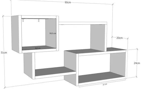 Fali polc AYDER 51x90 cm barna/fehér