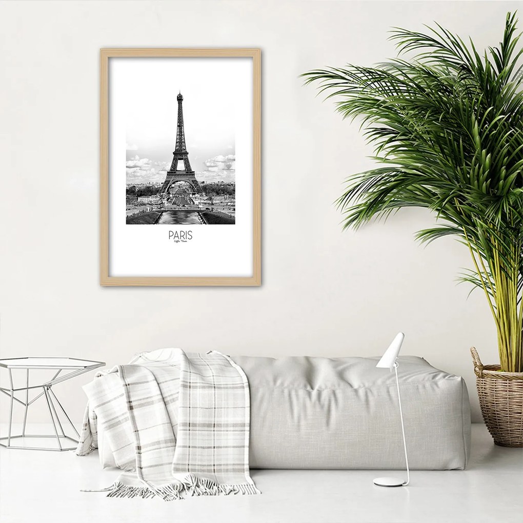 Gario Poszter Az ikonikus Eiffel-torony A keret színe: Fekete, Méret: 40 x 60 cm