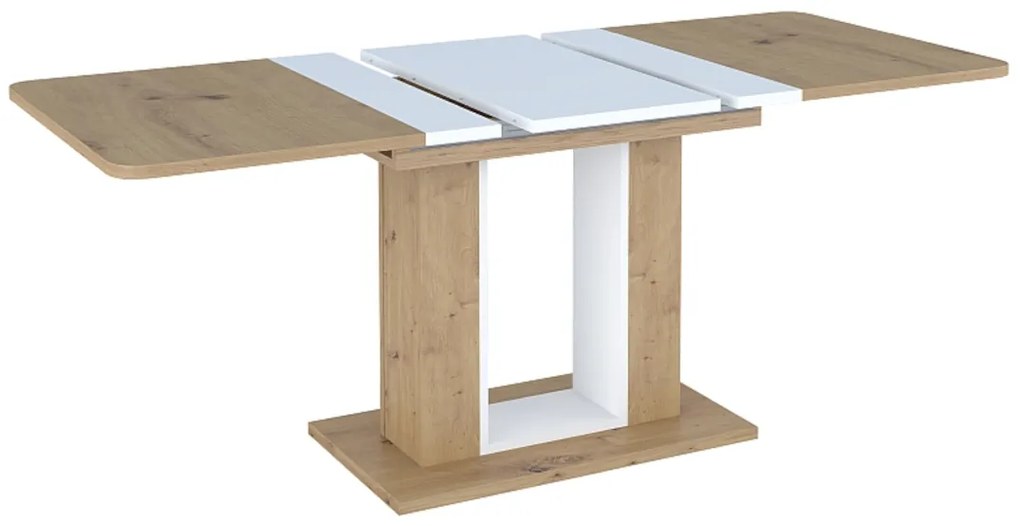 MINESOTA bővíthető étkezőasztal, 140-180x76x80, tölgy artisan/fehér
