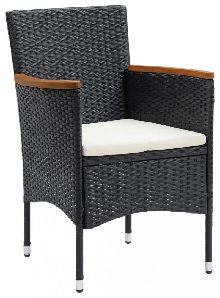 vidaXL 7 részes fekete polyrattan kerti étkezőgarnitúra párnákkal