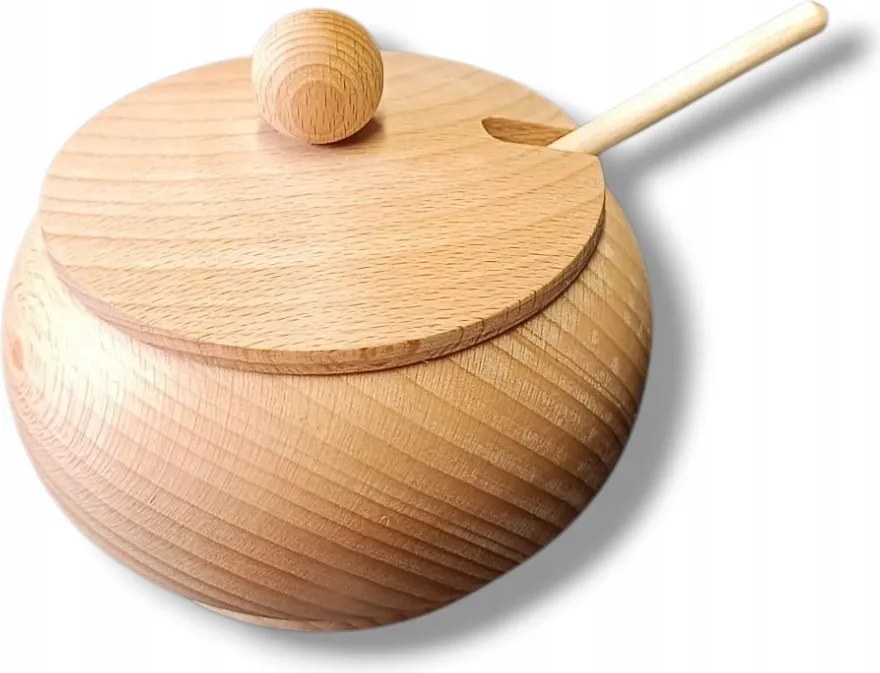 Fa cukortartó cukortartó hegyvidéki bükk kanállal átm.12cm 300ml