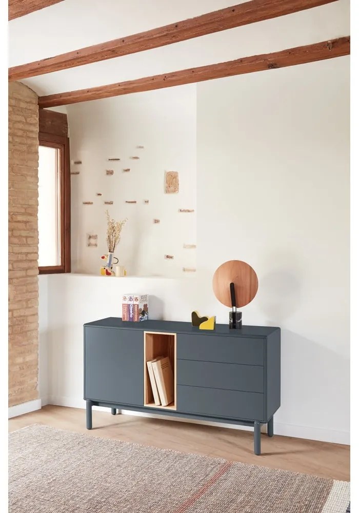 Sötétszürke alacsony komód 137x76 cm Corvo - Teulat