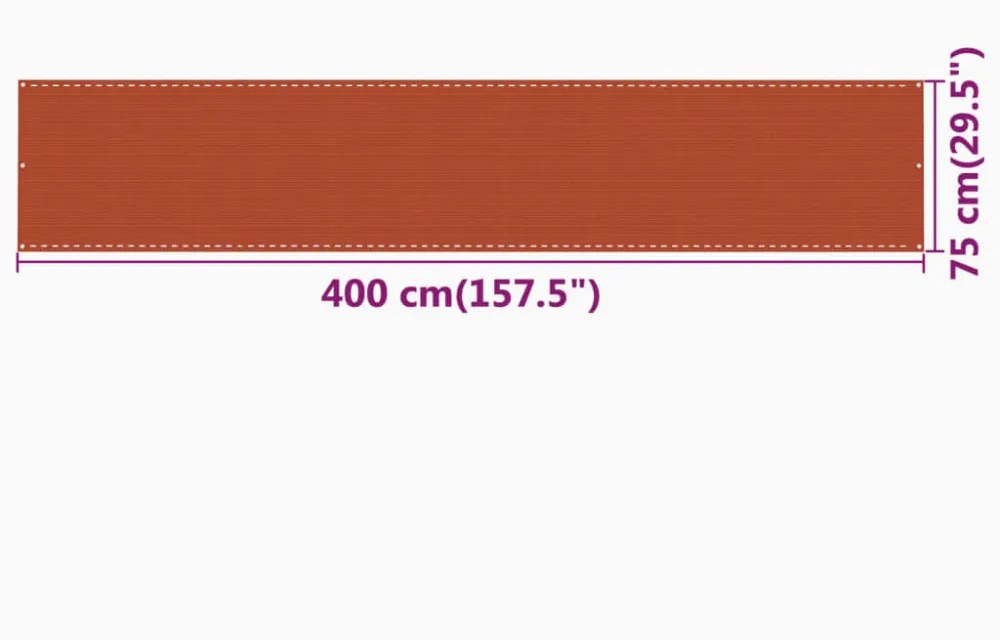 narancssárga HDPE erkélytakaró 75 x 400 cm