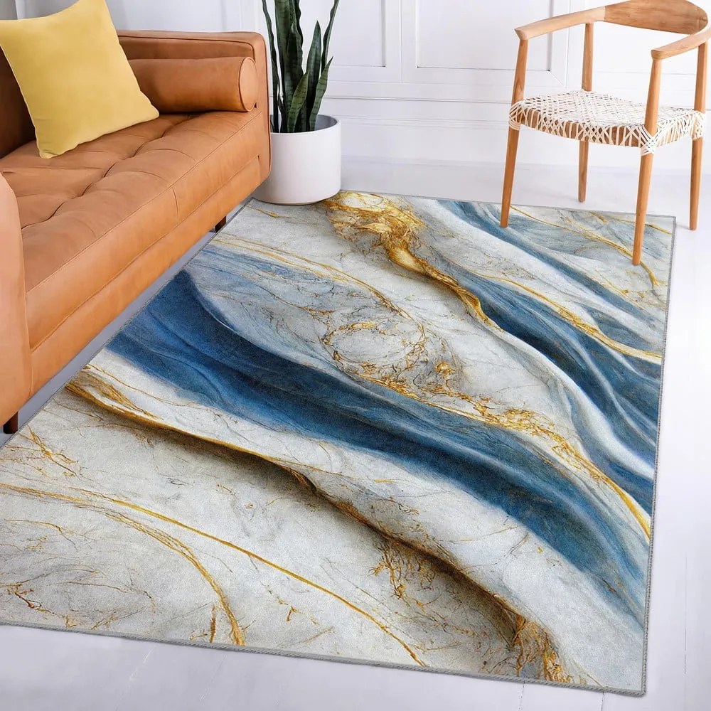 Kék mosható szőnyeg 80x150 cm Golden Spill – Mila Home