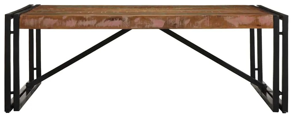 Többszínű tömör újrahasznosított fa dohányzóasztal 100x100x35cm