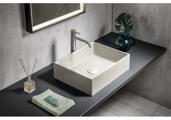 Sapho - FORMIGO ráültethető mosdó, 47,5 x 36,5 cm, beton/matt homokszín