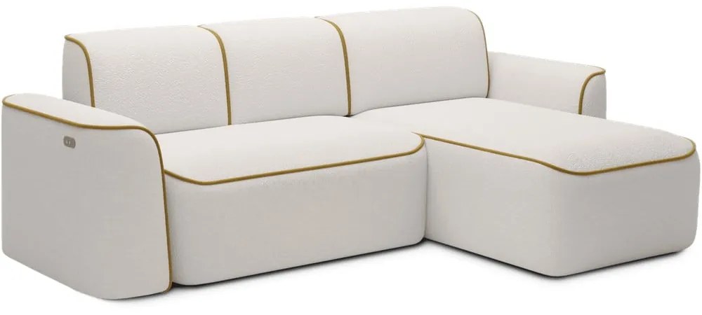 Sárga-krémszínű buklé sarokkanapé (jobb oldali-heverő résszel) Ume – ELTAP