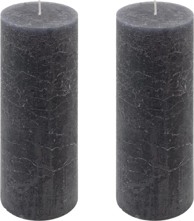 Rusztikus gyertya készlet 20 cm Ø 7,5 cm 2 db antracit