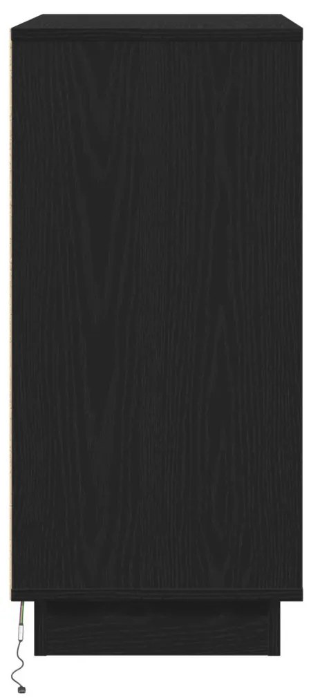 Éjjeli szekrény LED fénnyel Fekete tölgy 71x34,5x75 cm Feltárt fa