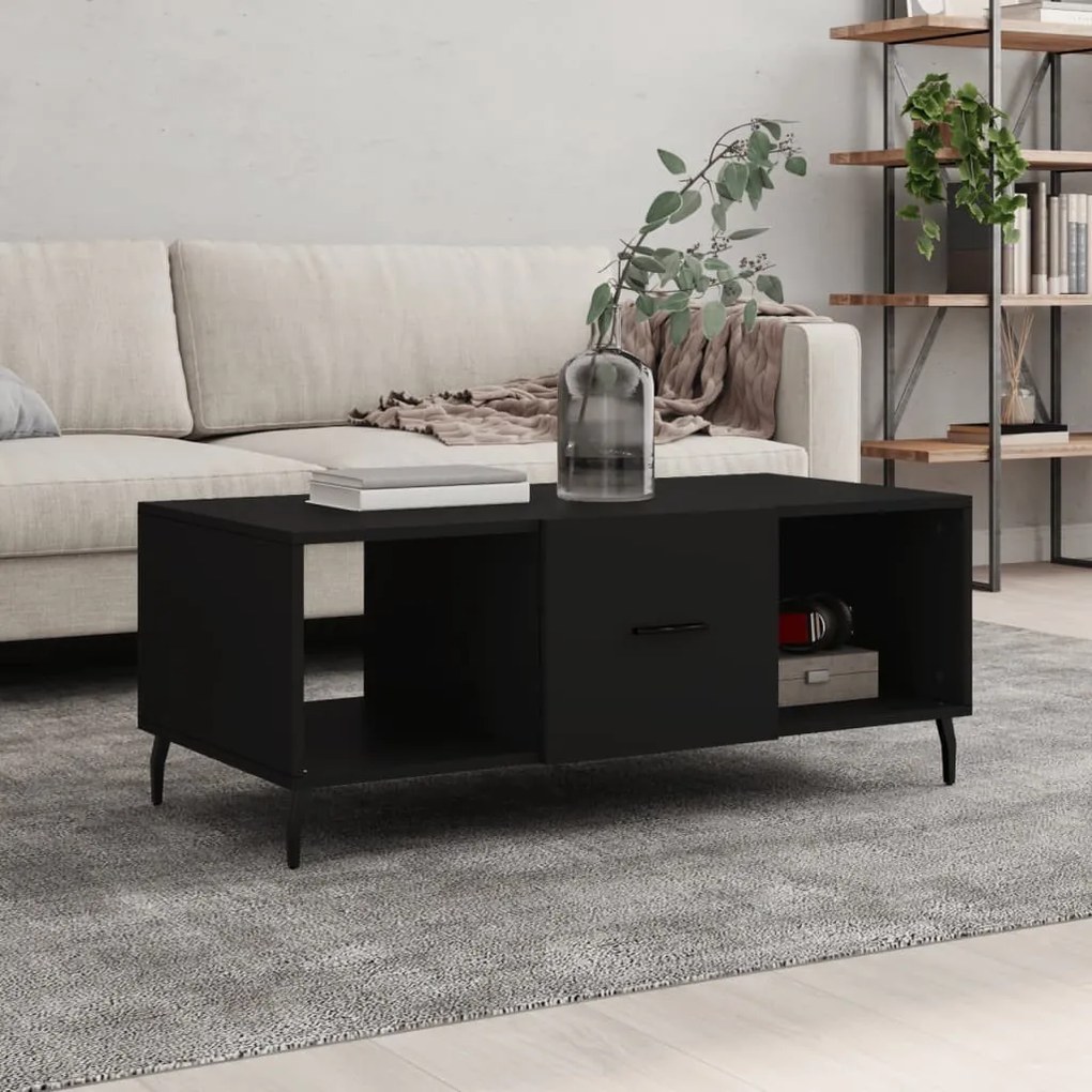 Fekete szerelt fa dohányzóasztal 102 x 50 x 40 cm