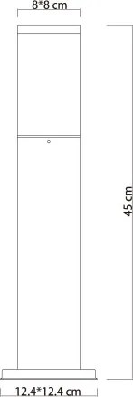 Globo 31731 Kültéri állólámpa rozsdamentes acél, antracit, fehér műanyag búra. IP44,méretek: 80 x 80 mm, 124x124x450mm, exkl. 1x E27 LED 15W 230V