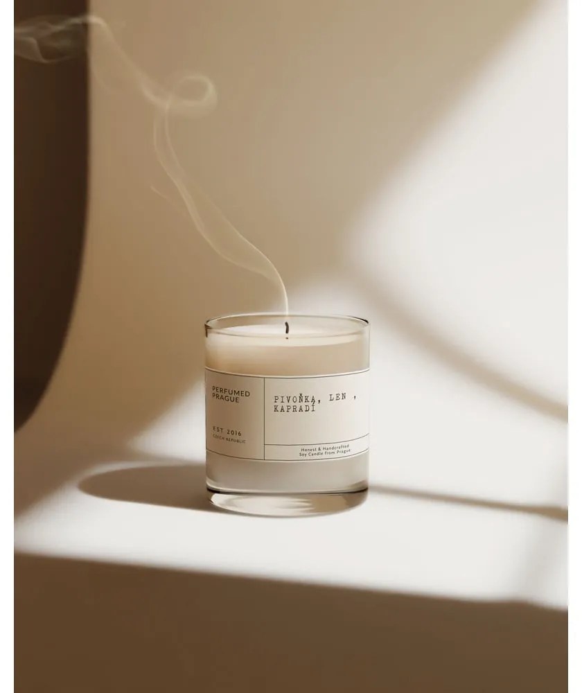 Illatos szójaviasz gyertya égési idő 40 ó #68 Peony, Linen, Fern – Perfumed Prague