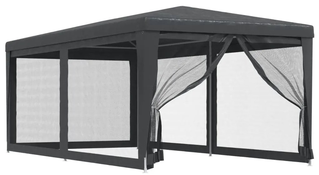 antracitszürke HDPE rendezvénysátor 6 hálós oldalfallal 3x6 m