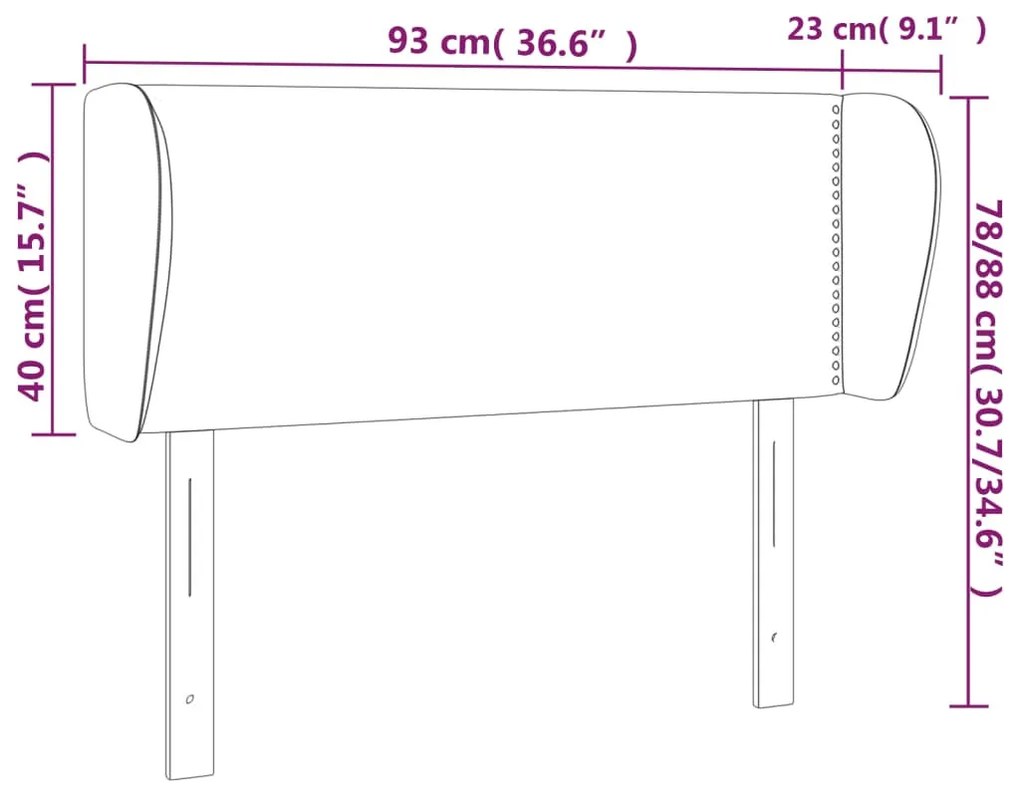 sötétkék szövet fejtámla szárnyakkal 93x23x78/88 cm