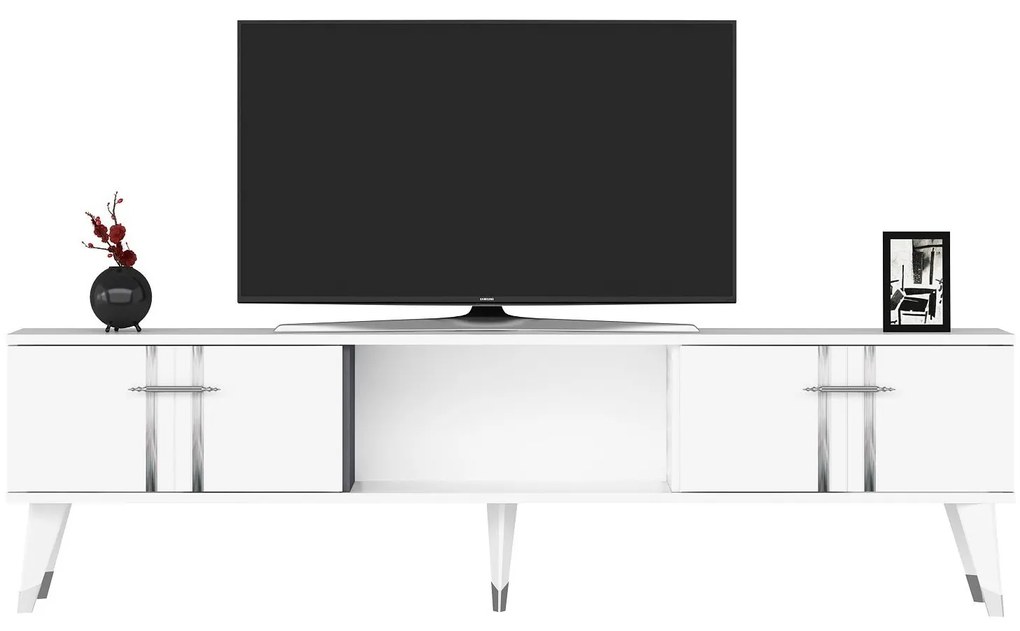 TV asztal/szekrény Pebine 2 (fehér + ezüst) . 1095308