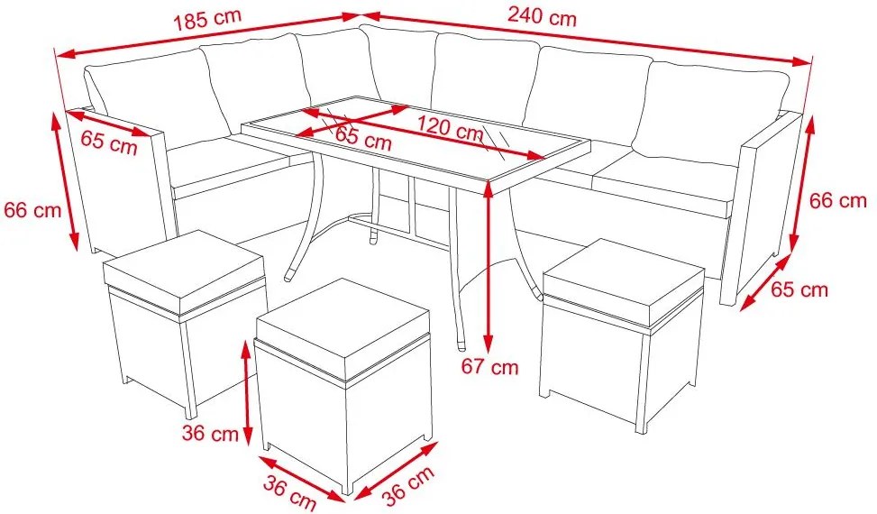 VERANO Nagy kerti rattan garnitúra - szürke