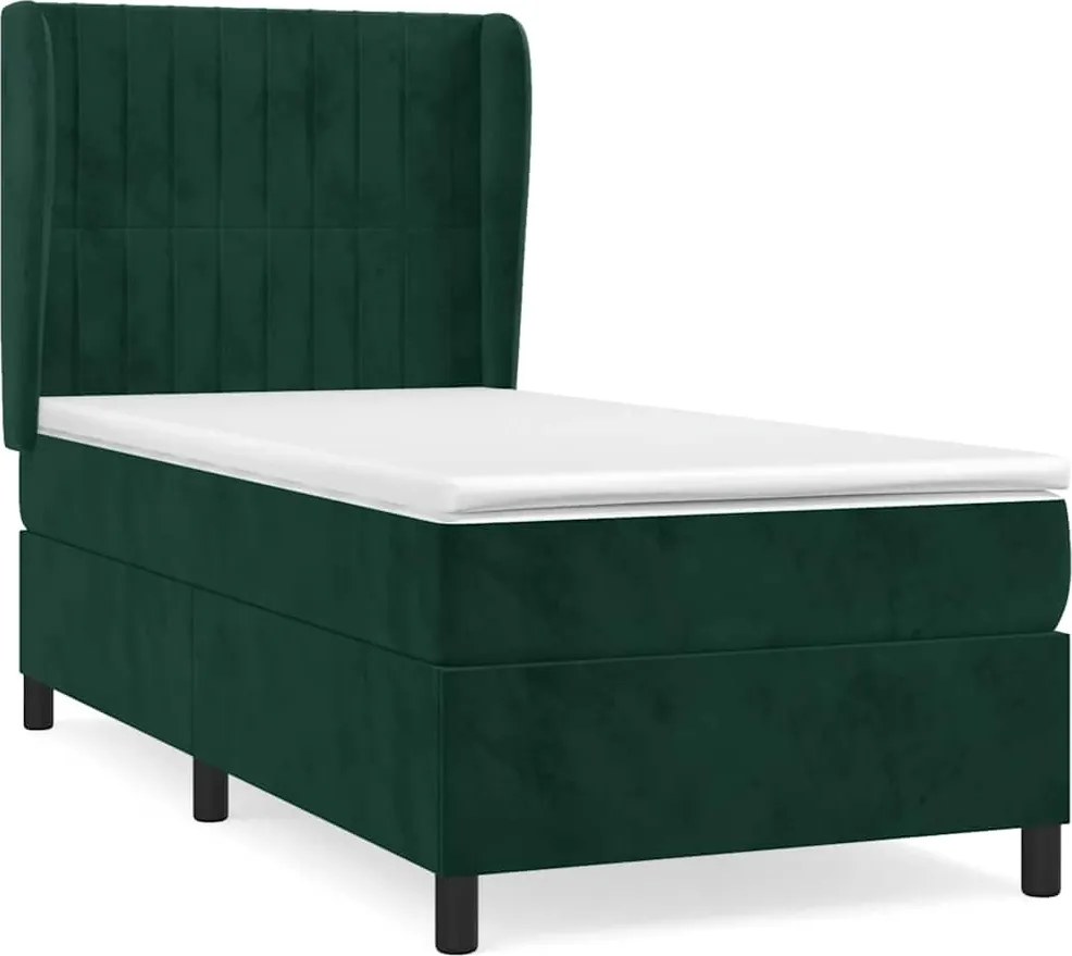 vidaXL sötétzöld bársony rugós ágy matraccal 80 x 200 cm